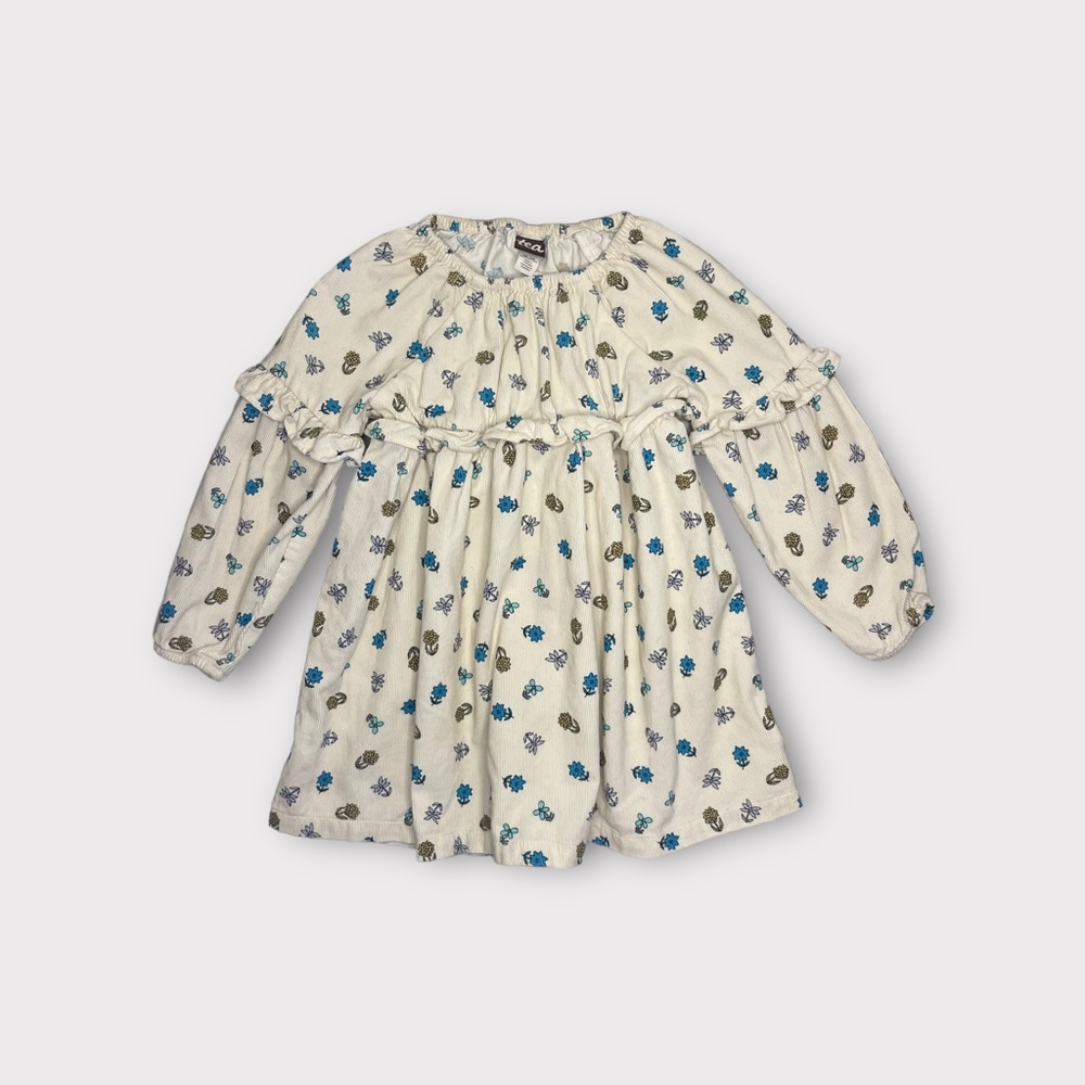 Tea Collection Corduroy Floral Beige Dress
